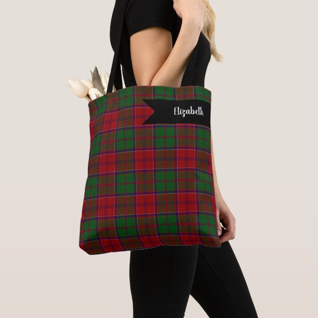 Grant Clan Tartan Scottish Plaid Tote Bag (Close Up)