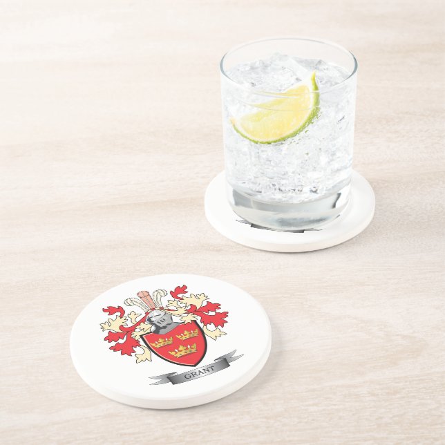 Grant Family Crest Coat of Arms Coaster (Side)