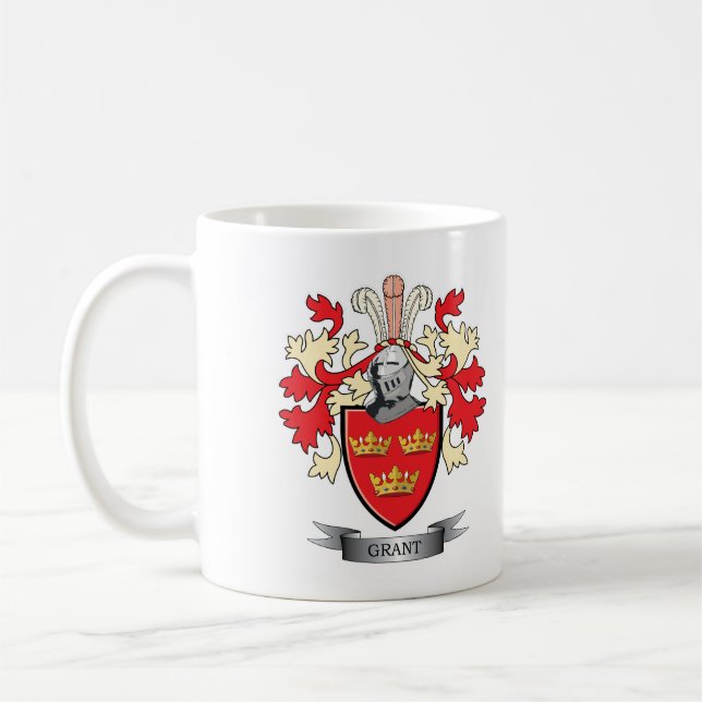 Grant Family Crest Coat of Arms Coffee Mug (Left)