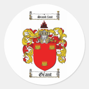 GRANT FAMILY CREST -  GRANT COAT OF ARMS CLASSIC ROUND STICKER