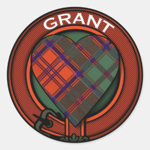 Grant Heart Tartan design Classic Round Sticker