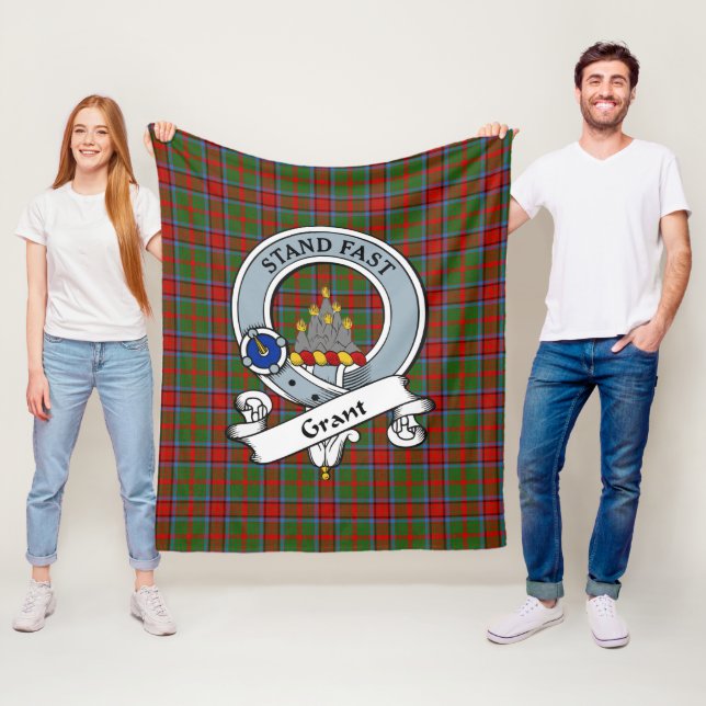 Grant of Monymusk Clan Badge Tartan Plaid Fleece Blanket (In Situ)