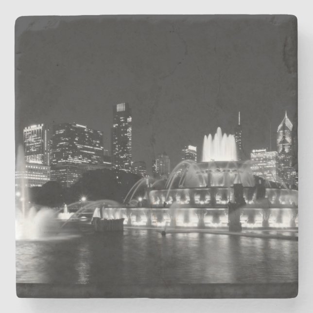 Grant Park Chicago Grayscale Stone Coaster (Front)