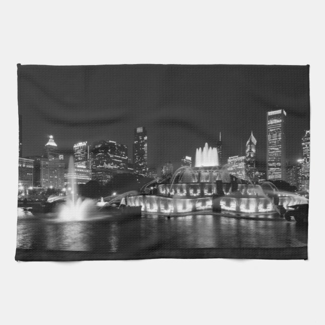 Grant Park Chicago Grayscale Tea Towel (Horizontal)
