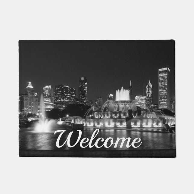 Grant Park Chicago Grayscale Welcome Doormat (Front)