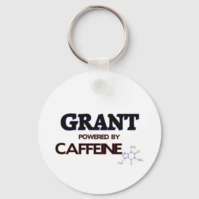 Grant powered by caffeine key ring (Front)