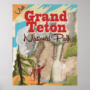 Grant Teton national park Vintage Travel Poster