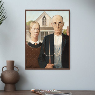 Grant Wood American Gothic Painting Art Print