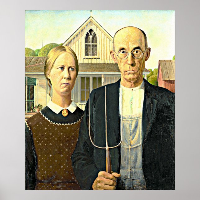 Grant Wood - American Gothic, Poster (Front)