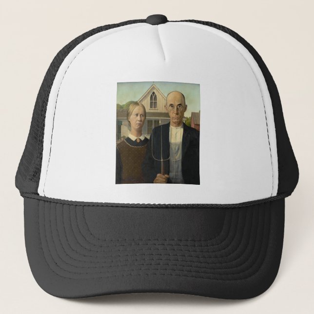 Grant Wood - American Gothic Trucker Hat (Front)