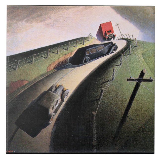 Grant Wood artwork, Death on the Ridge Road Ceramic Tile (Front)