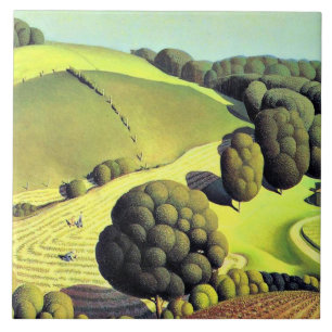 Grant Wood artwork, Young Corn, Ceramic Tile