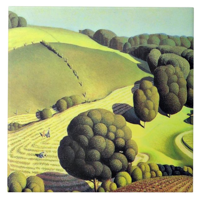 Grant Wood artwork, Young Corn, Ceramic Tile (Front)