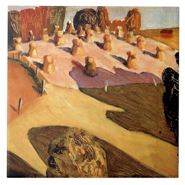 Grant Wood - Iowa View, fine art Ceramic Tile (Front)