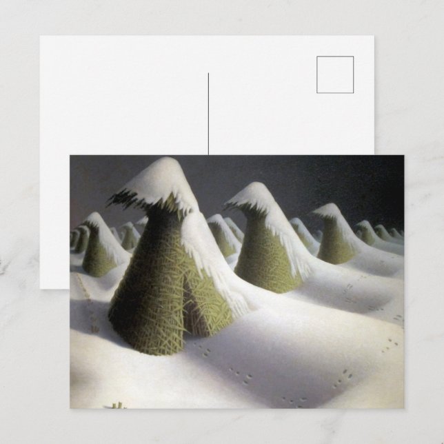 Grant Wood January Winter Haystack Fine Art Postcard (Front/Back)