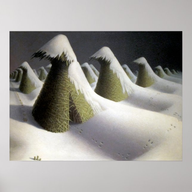 Grant Wood January Winter Haystack Fine Art Poster (Front)