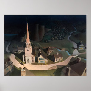 Grant Wood Midnight Ride of Paul Revere Art Poster
