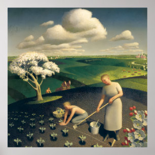Grant Wood - Spring in the country Poster