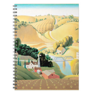Grant Wood - Stone City, Iowa, fine art painting Notebook