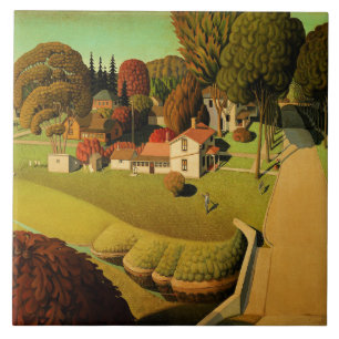 Grant Wood - The Birthplace of Herbert Hoover Ceramic Tile