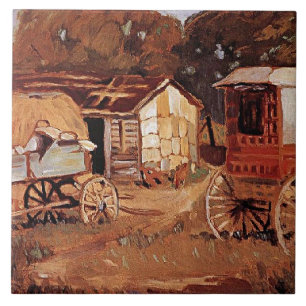 Grant Wood - The Horsetraders Ceramic Tile