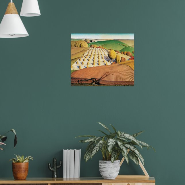 Grant Wood's Fall Ploughing Poster (Living Room 1)