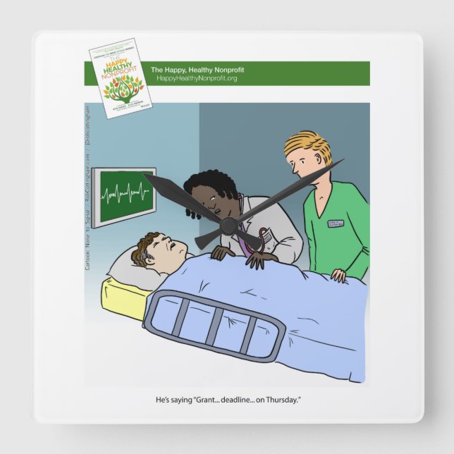 Grant Writing Cartoon Clock (Front)