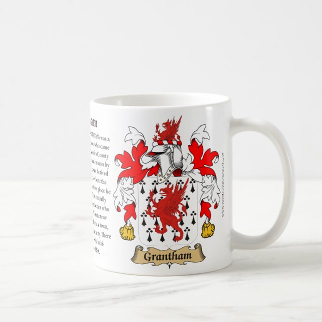 Grantham, the Origin, the Meaning and the Crest Coffee Mug (Right)