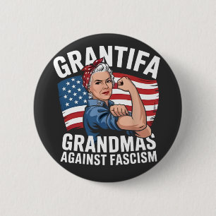 Grantifa Grandma Against Facism No King USA 6 Cm Round Badge