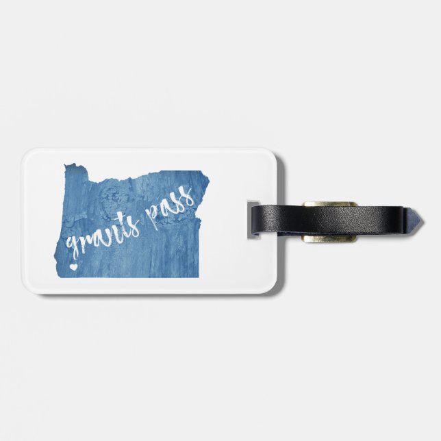 Grants Pass Oregon Wood Grain Luggage Tag (Back Horizontal)