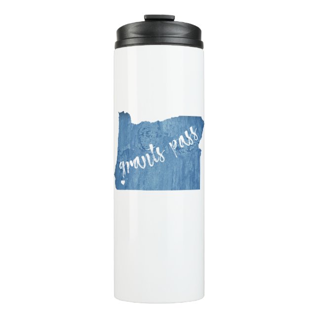 Grants Pass Oregon Wood Grain Thermal Tumbler (Front)