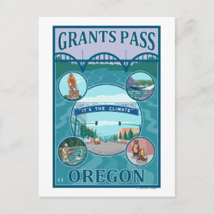Grants Pass, OregonScenic Travel Poster Postcard