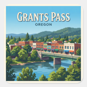 Grants Pass Riverside District Oregon Square Sticker