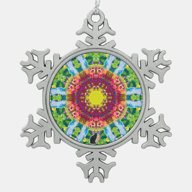 Granular Kaleidoscope Snowflake Ornament (Front)