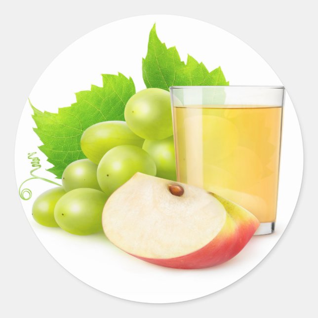 Grape and apple juice classic round sticker (Front)