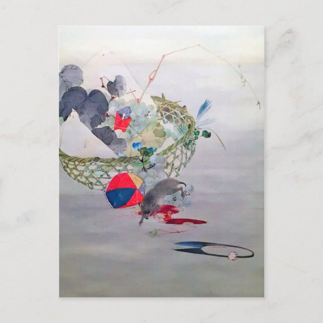 Grape and Mouse, Watanabe Seitei Postcard (Front)