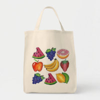 Grape Apple Banana Lemon Fruit Fruits Grocery Tote