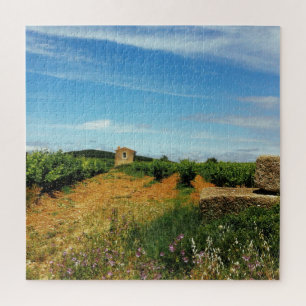 Grape Barn with Pyrenees in Distance Margon France Jigsaw Puzzle