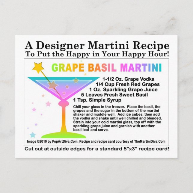 Grape Basil Martini Recipe Postcard (Front)