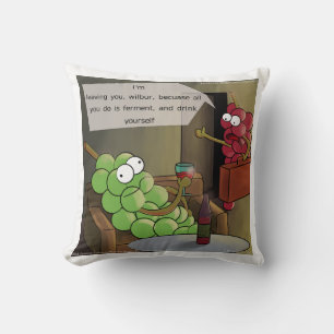 Grape Break-Up Funny Food, Wine & Marriage Comic Cushion