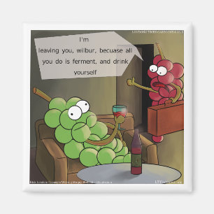 Grape Break-Up Funny Food, Wine & Marriage Comic Magnet