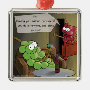 Grape Break-Up Funny Food, Wine & Marriage Comic Metal Ornament