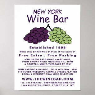 Grape Bunch, Wine Bar/Winery Advertising Poster