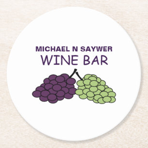 Grape Bunch, Wine Bar, Winery Round Paper Coaster