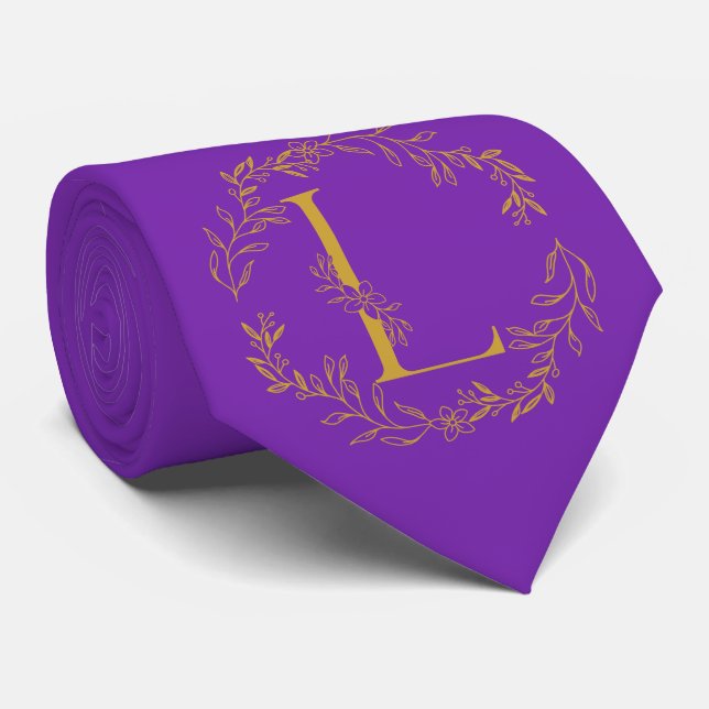 Grape Colour Monogrammed Groomsmen Tie (Rolled)