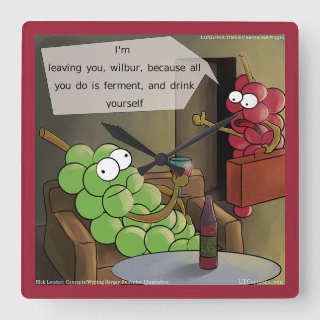 Grape Divorce Funny Wall Clock (Front)