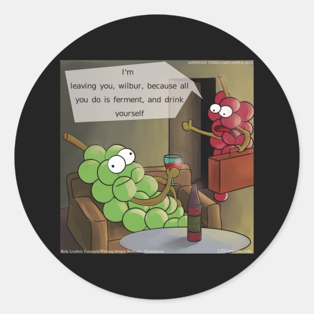 Grape Divorces Funny Classic Round Sticker (Front)