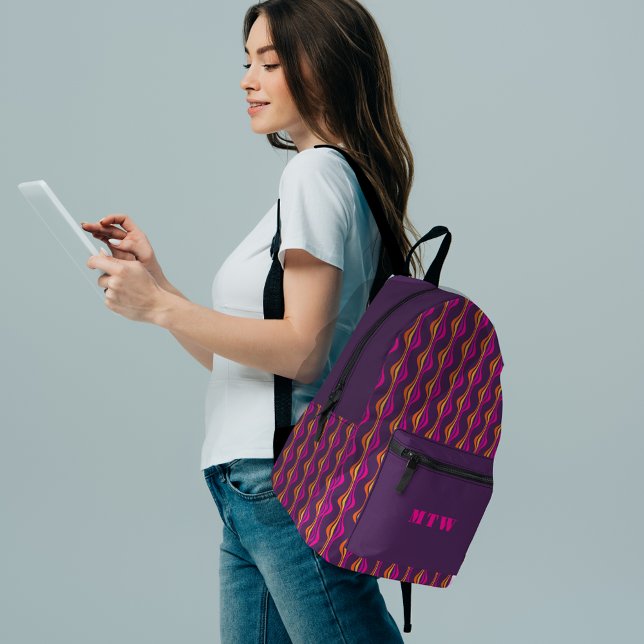 Grape Expectations Groovy Purple Disco Patterned Printed Backpack (Creator Uploaded)