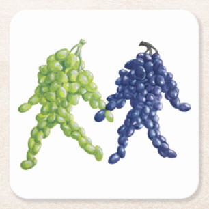 Grape Friends Square Paper Coaster