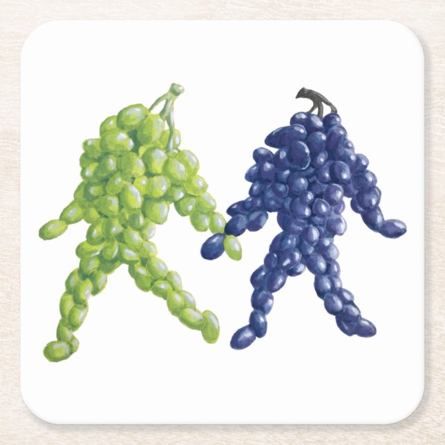 Grape Friends Square Paper Coaster (Front)